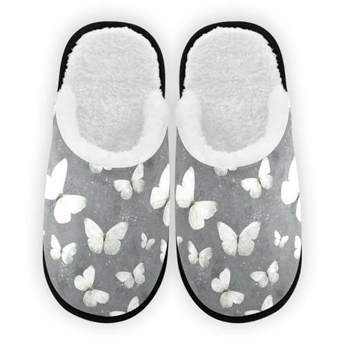 Butterfly Beautiful Black Slippers For Women Men Soft Memory Foam Non-Slip Animal Winter Indoor House Shoes Travel Slipper