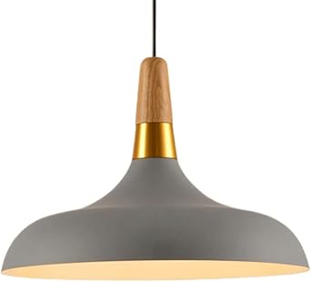 1-Light Macaron Loft Pendant Light Creative Industrial Wood Chandelier Shade 13.7-Inch Adjustable Height Hanging Light Fixtures Bedroom Decorative Lighting Fixtures with E27 Base