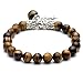 Top Plaza Stretch Tiger Eye Stone Life Tree Lucky Stone Bracelet Reiki Healing Crystal Gemstone Dangle Charms Pendant Birthstone Bracelet(6.2