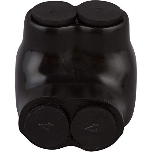 Pack of 3 Black Insulated 2 Conductor Connector – 3/0-6 Wire Range, 3/16 Allen Hex – 1.94”L x 1.85”W x 2”H – Single Side Entry – Pre-Filled, Easy Entry, Rubber Vinyl Coating, 600 Volt