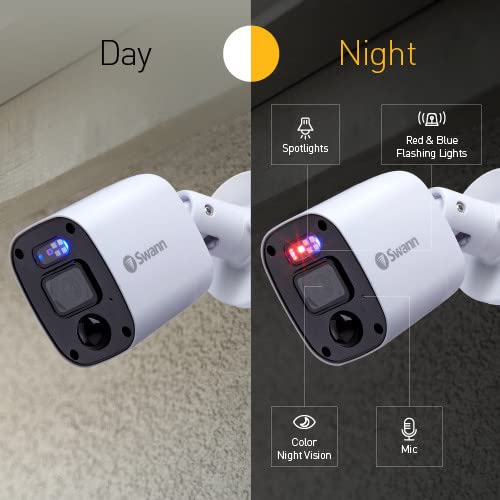 Swann Add-On DVR Flashing Light Bullet Cam with Sensor Spotlight, 1080P Video, Indoor or Outdoor Design, Dusk to Dawn Color Night Vision Plus True Detect Heat, Motion Detection, and One Way Audio - image 2