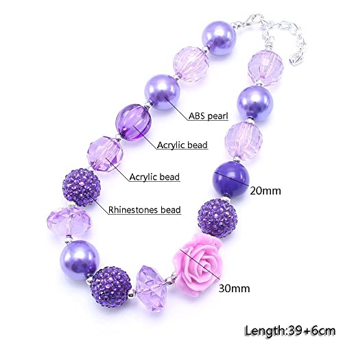 JOYID Bubblegum Candy Chunky Bead Necklace Bracelet Set Flower Bow Knot Charm Little Princess Jewelry Sweet Gift2