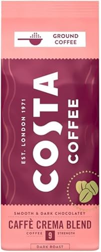 Costa Coffee Caffè Crema Blend Dark Roast Ground Coffee 200g (Pack of 5, Total 1000 Grams)
