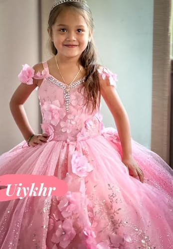 Cold Shoulder Flower Girl Dresses Puffy Tulle First Communion Dresses with Bow Lovely Beaded Pageant Dresses for Girls3