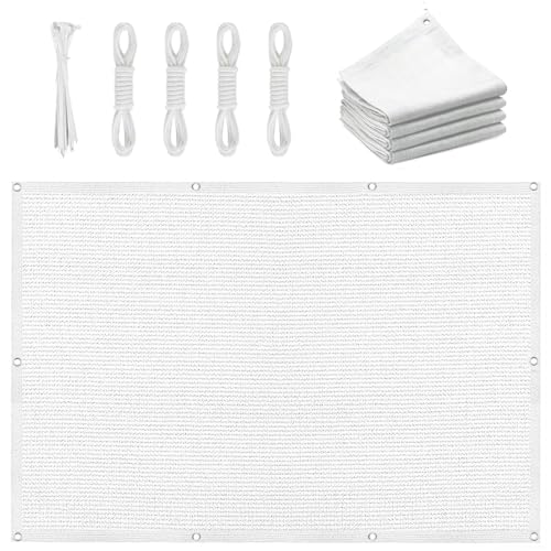 Toile ombrage blanche rectangulaire contre chaleur au jardin - 2