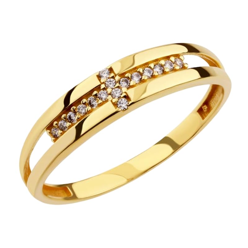 Bague argent 925 haut de gamme avec anneau plaqué or et diamants CZ