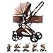 Nexso Lightweight Baby Stroller, Aluminum Frame, Easy Fold, Adjustable Canopy, Storage Basket, Smooth Lockable Wheels, Brown