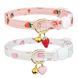 Matière en coton doux : Collier pour chat en coton avec clochette. Ce collier ne provoque aucune irritation de la peau. Poids : seulement 12 g. Léger, doux pour la peau et sûr.