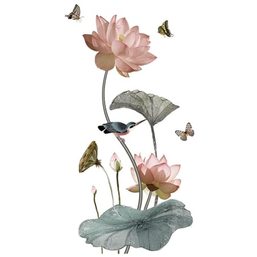 1 Set Lotus Wall Sticker, Autocollant Mural Pour La Décoration, Le Salon Et Les Autocollants Muraux De Chambre, Motifs Muraux Sur Le Mur, Autocollant De Couloir.