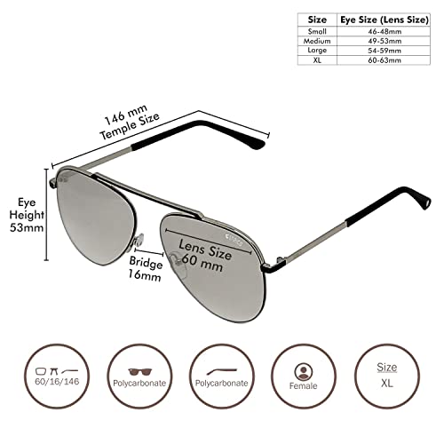 Image of ENRICO Unisex Full Rim Aviator Sun glasses | UV Protected Anti-glare Sunglasses for Women | Large & Transparent Sunglasses for Men