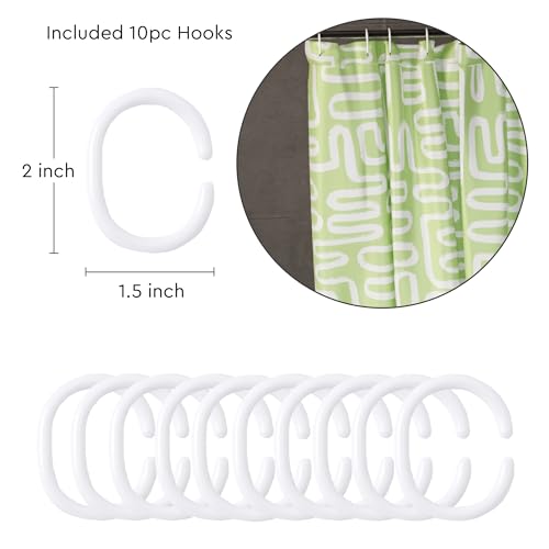 Image of Encasa XO Bathroom Shower Curtain 6 Feet with 10 Hooks | (56x72 in) Quick Dry Heavy Printed Polyester Fabric Bathroom Curtains Waterproof | Machine Washable, Mould & Mildew Resistant - Boho Maze Sage
