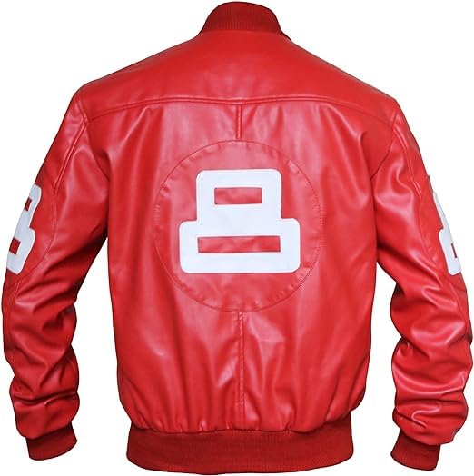 Image of 8 Pool Bomber Jacket- Faux Leather Seinfeld David Puddy Eight ball Lettermen Jacket - 90's Bomber Jacket