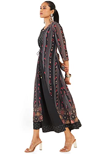 Image of Soch Women Black Georgette Printed Dress Kurta