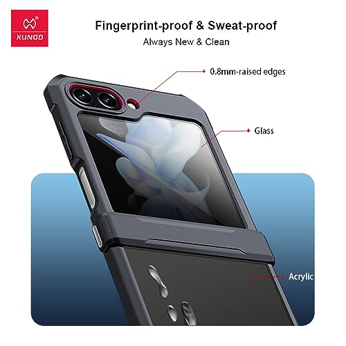 Image of PRITO Samsung Galaxy Z Flip 5 Case-Clear Beatle Slim Phone Case With Hard Pc Back,Soft Tpu Edges,Hinge,Non-Yellowing,Shockproof Protective Cover For Z Flip 5 5G (Samsung Galaxy Z Flip 5)