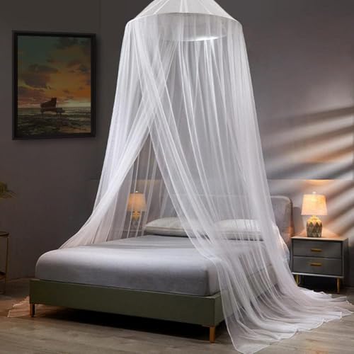 Atoke Mosquito Net for Bed Large White Bed Canopy Hanging Bed Net Easy Installation Ideal for Bedroom Decorative Travel