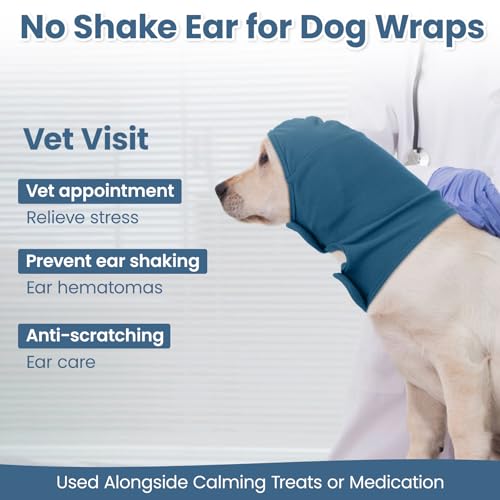 Image of Nanaki Calming Hoodie Dog Ear Covers-No Shake Hematomas Ear Wraps for Dogs, Adjustable Head Wrap Muffs Noise Cancelling Protector, Anxiety Relief, Fireworks & Grooming Bathing, 4th of July, Vet Visit