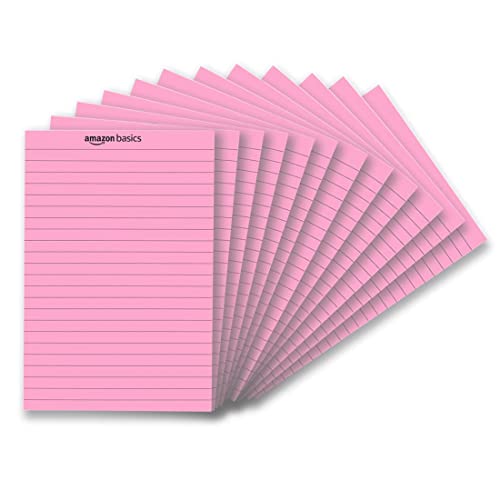Image of amazon basics Wide Ruled 5X 8 - Inch 50-Sheet Lined Writing Note Pad, Pink - Pack Of 12