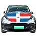 Dominican Republic Car Hood Cover, Flag 4x5ft Car Bonnet Banner, Universal Fit, Elastic Polyester, Stretchable, Patriotic Automotive Hood Covers, DR Patriot Gifts