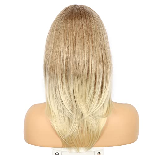 Sapphirewigs Blonde Wigs for Women Bangs Short Blonde Wig Shoulder Length Daily Party Natural Looking Hair - Image 3