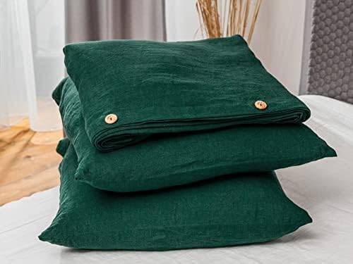 Linen Duvet Cover Dark Green Duvet Cover / Stonewashed Linen Bedding / Twin, Full, Queen, King, Euro and Custom Sizes / Comforter Cover (Super King)