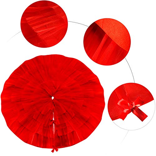 Tatuo Christmas Tree Skirt Wedding Ruffle 4 Layer Tulle Round Fluffy Sparkly Skirt Tree Mat Ornament for Christmas Holiday Decoration(40 Inches,Red)