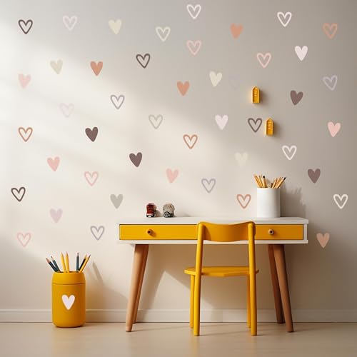 Vinilos Decorativos de Corazones Boho para Pared Beige miniatura 1