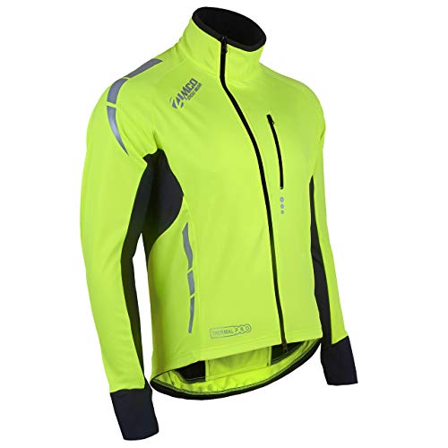 Zimco Pro Men Winter Cycling Jackets High Viz Bicycle Jersey Windproof Thermal Insulated Jacket (Medium, Neon Green)