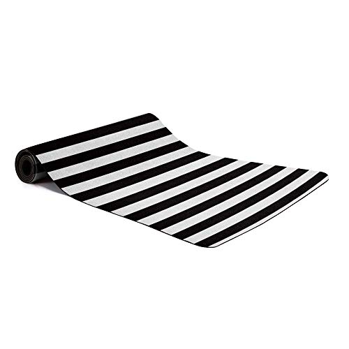 Greday Yoga Mat, Non Slip Eco Friendly Exercise Mat Simple Black White Stripe - High Density Pilates Mat with Carrying Strap for Floor Workout, Fitness & Hot Yoga 72