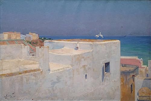 Terrasses de Tanger Enrique Simonet impression toile haute qualité