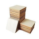 ZQYYQZ 50PCS 2x2 Inch Unfinished Wooden Squares, Blank Natural Wood Pieces Wood Square Cutouts for DIY Crafts,Painting, Writing, Engraving, Decorations