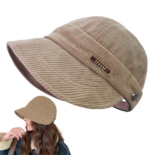 huablo Sun Hat UV Protection Hiking Fishing Hats Ponytail Hole Sun Cap Hat UPF 50+ Women Foldable Wide Brim Baseball Cap Men Corduroy Casual Hat Unisex Khaki
