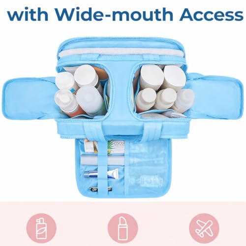 Image of Handcuffs Polyester Toiletry Kit Bag for Women - Hanging Makeup Organizer, Travel Cosmetic Pouch, Lightweight Grooming Case (Dark Blue)