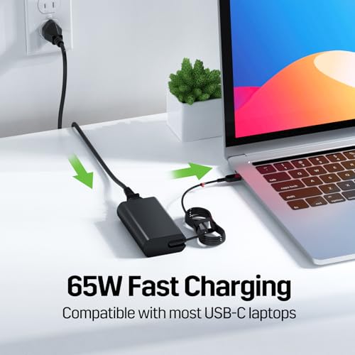 Image of 2026 Slim 65W USB C Laptop Charger Compatible with Lenovo Thinkpad T14 T14s T15 T16 X1 Yoga 7i Chromebook Type C AC Power Adapter Supply Cord