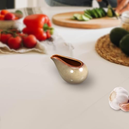 Saucière en céramique Amosfun 100ml pot à lait marron pour service de table - 7