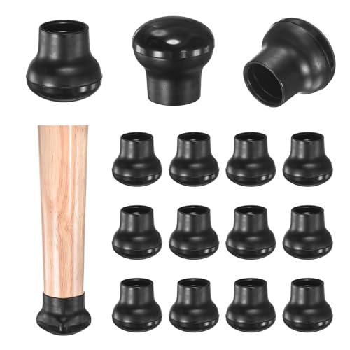 Image of M METERXITY 24-Pack Chair Leg Floor Protectors, 1 inch-1.25 inch Elastic Rubber and Plastic Round PTFE Furniture Pads for Chairs /Tables in Hardwood Floors /Tile Floors, Leg Covers [Black]