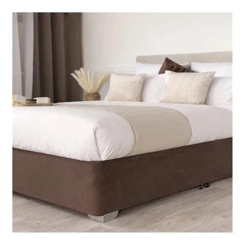 UIJIQX Canapé para cama de lujo de ante sintético con tres lados de tela y banda elástica, fácil de instalar (café, 160 x 200 x 37 cm)