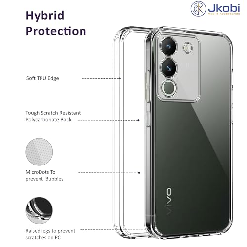 Image of Jkobi Back Cover for Vivo Y200 (Silicone Clear Shockproof Case with Camera Protection | Soft and Flexible | Transparent)