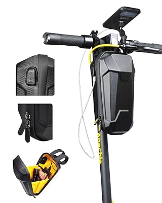 SYNAGY Scooter Storage Bag with USB Charging Port, Electric Scooter Handlebar Bags for Escooter, Electric Bike, Ebike, 4L (Standard-long Straps)