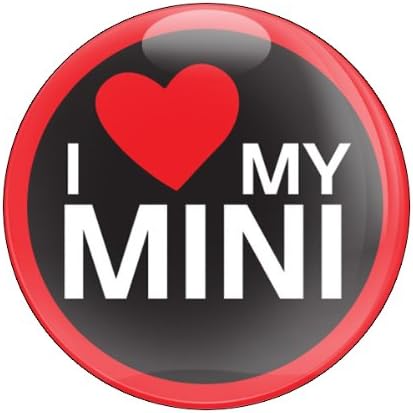 GoBadges I Love My Mini RED - 3" Magnetic Grill Badge/UV Stable & Weather-Proof/Works Grill Badge Holder