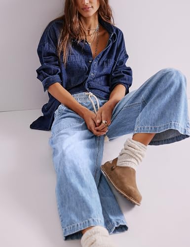 Wide Leg Jeans for Women Trendy Elastic High Waist Boyfriend Denim Pants Ankle Baggy Jeans with Pockets3