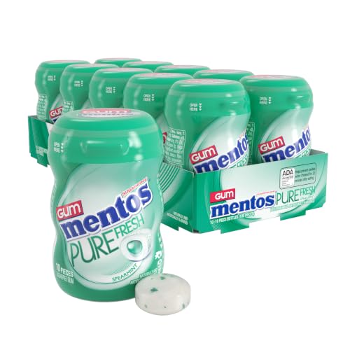 Image of Mentos Pure Fresh Sugar‑Free Chewing Gum, Spearmint, 10 Pieces (Pack of 10)