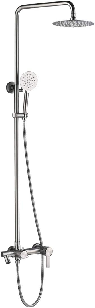Shower Fixtures with Hand Shower and Tub Spout,SUS 304 Stainless Steel Outdoor Shower Wall Mounted,Brushed Nickel,A5108N-1N,HAOXIN