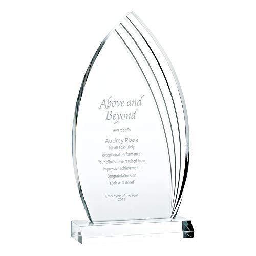 Baudville Engraved Trophy - Clear Contemporary Acrylic - Award For Employees - Peak Shaped With Chiseled Details - Personalized Engraving Up To Three Lines And Pre-Written Verse Selection #TOP15