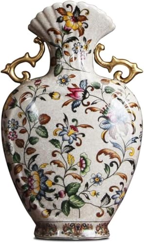 Vase en céramique chinois à double oreille stable pour bouquet lourd