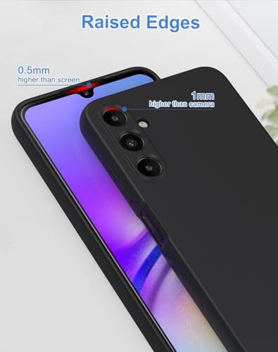 Image of Elzzi Microfiber Candy Case for Samsung A35 5G Smooth Touch Cushion Liquid Soft Silicone Gel Rubber Phone Cases Non-Slip Full Body Protective Shockproof Back Cover - Black