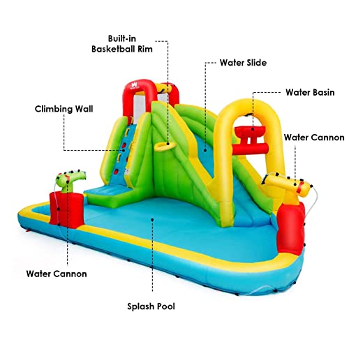 BOUNTECH Inflatable Water Slide, Mega Waterslide Park for Kids Backyard