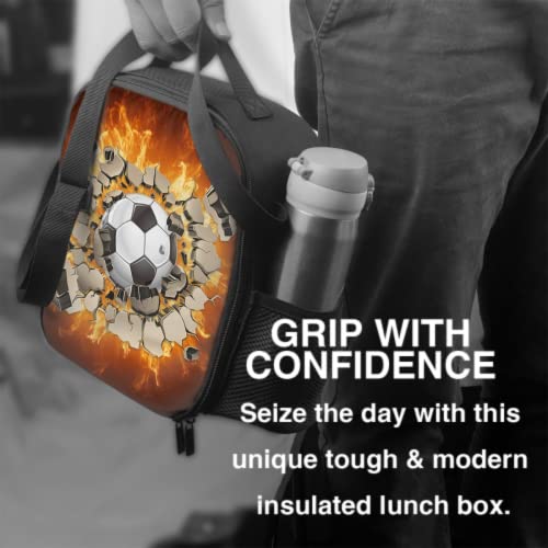 Harooni Soccer Lunch Box For Boys Girls Small Insulated Lunch Bag For Kids Waterproof Reusable School Sports Soccer Lunch Box Cooler With Side Pocket #TOP5