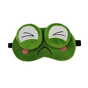 Funny Green Frog Soft Plush Sleep Mask, Adjustable Blindfold Eye Mask Cover for Men Women Kids Travel Nap Sleeping
