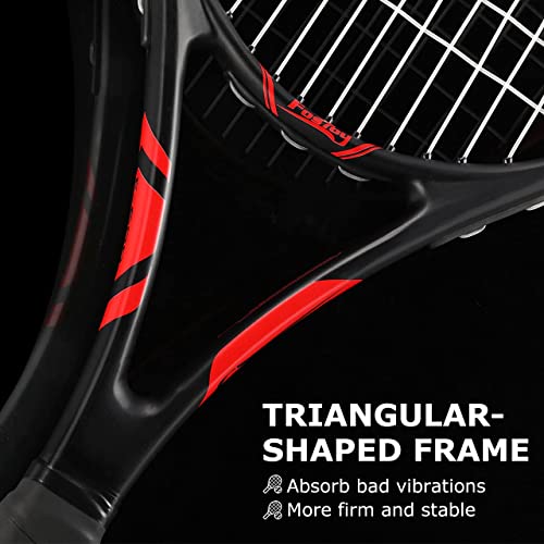 Fostoy Adult Tennis Racket, 27 Inches Tennis Racquet 2 Pack, Perfect For Beginner Student Women And Men Tennis Racket, With Carrying Bag, Overgrip Tape, Vibration Damper (Red) #TOP5