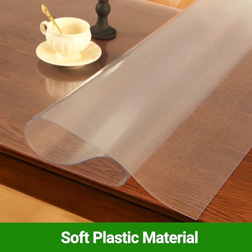 Image of ETECHMART Frosted Plastic Table Cover Protector Rectangle 40 x 60'', Thick Waterproof Table Protector for Dining Table, Non-Slip Heat Resistant Desk Mat for Kitchen Office Desktop